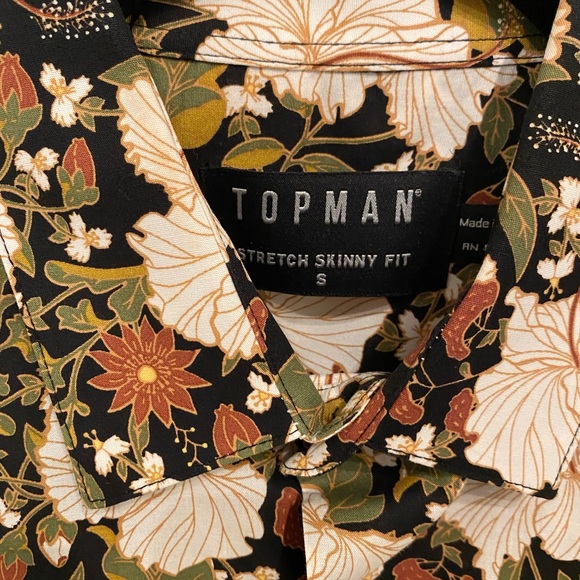 Topshop Floral Men Short Sleeve Button Down Shirt - Picture 2 of 2
